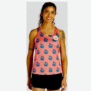HOKA Speedeez Tank in Coral Cougar Print